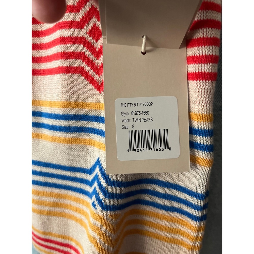 MOTHER The Itty Bitty Scoop Neck Knit Top Twin Peaks Stripe Pearl S NWT - Picture 5 of 13